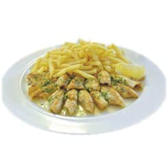 Assiette de filets de perche meunière et frites